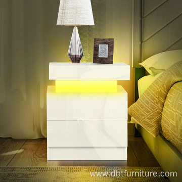 Nightstand Side Accent Table Colorful LED Light